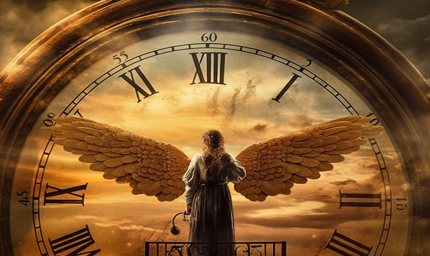 woman is noticing the 111 angel number on a clock