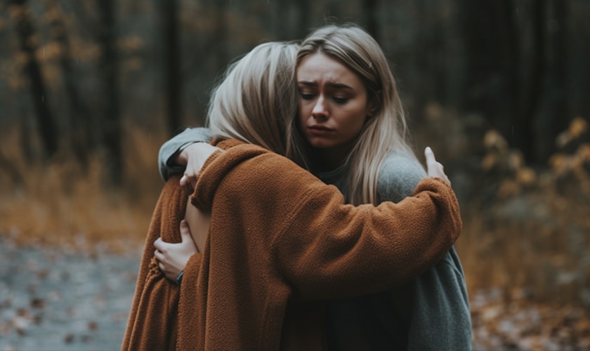 woman consoling a friend who is visibly upset life path 2