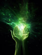 Healing green light enveloping the planet angel 333