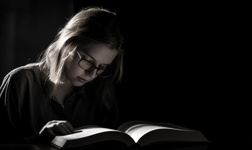person reading a book symbolizing their pursuit of a moral monochrome shot code number 4