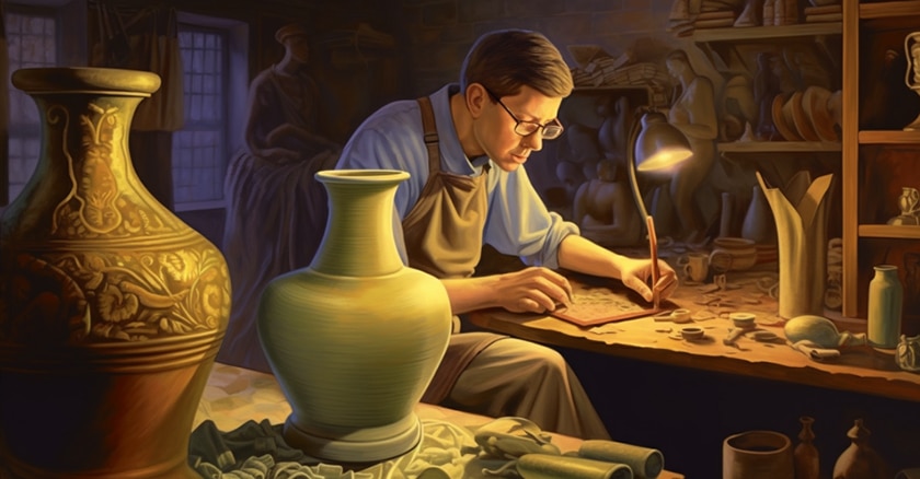 potter at work shaping clay angel 333