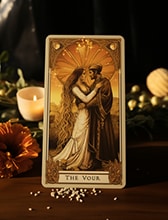 Lovers tarot card symbolizing love decision-making and balance number 6