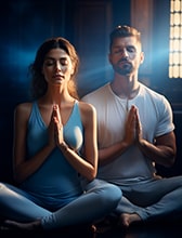 couple practicing meditation together life path 9