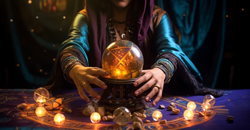 person using a crystal ball numerology