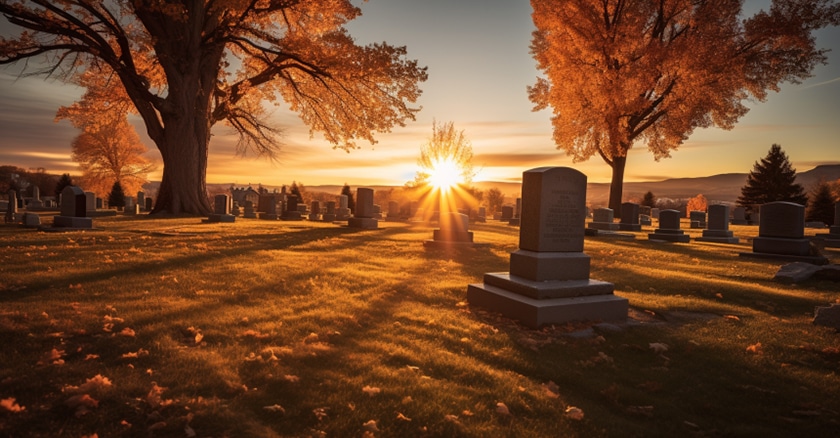 graveyard scene at sunset angel 999