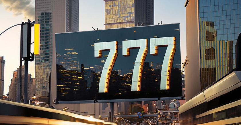 777 stands out prominently on a billboard
