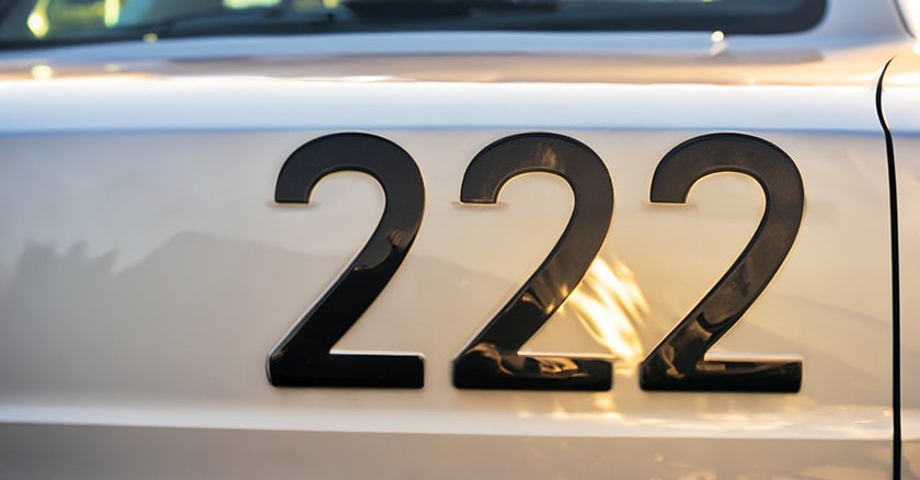 car with license plate 222