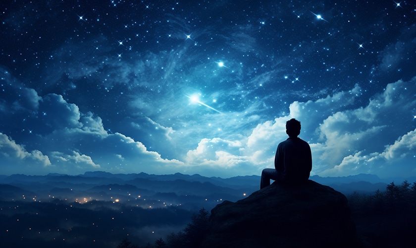 person sitting under a starry night sky post 3