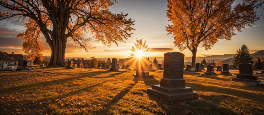 graveyard scene at sunset angel 999